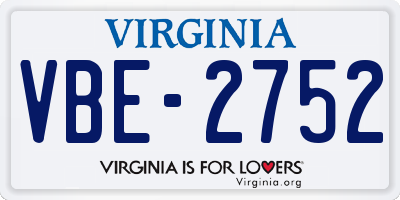 VA license plate VBE2752