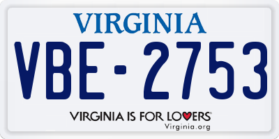 VA license plate VBE2753