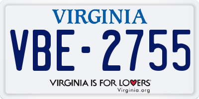 VA license plate VBE2755