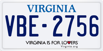 VA license plate VBE2756