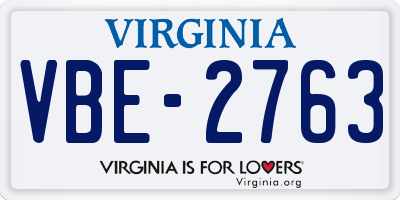 VA license plate VBE2763