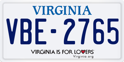VA license plate VBE2765