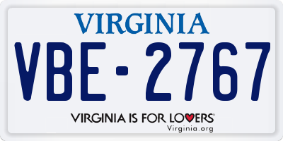 VA license plate VBE2767