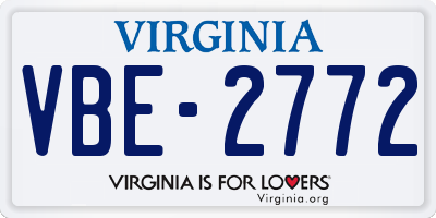VA license plate VBE2772