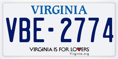 VA license plate VBE2774