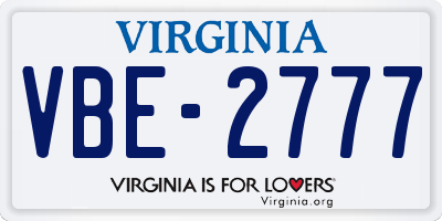 VA license plate VBE2777