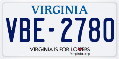 VA license plate VBE2780