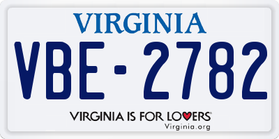 VA license plate VBE2782