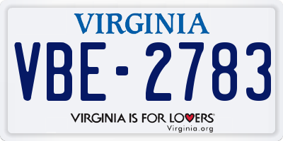 VA license plate VBE2783