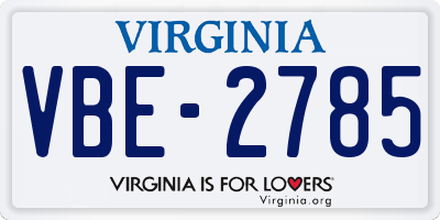 VA license plate VBE2785