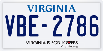 VA license plate VBE2786