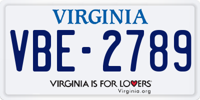 VA license plate VBE2789