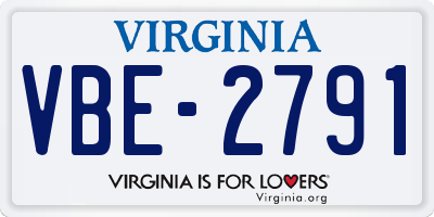 VA license plate VBE2791