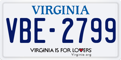 VA license plate VBE2799