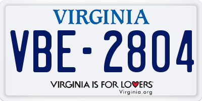 VA license plate VBE2804