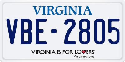 VA license plate VBE2805