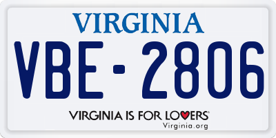 VA license plate VBE2806