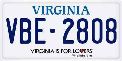 VA license plate VBE2808