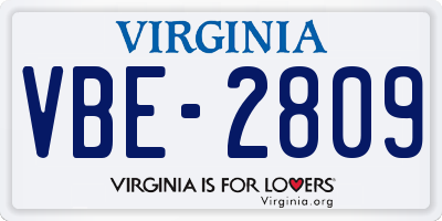 VA license plate VBE2809