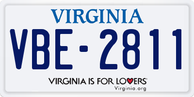 VA license plate VBE2811