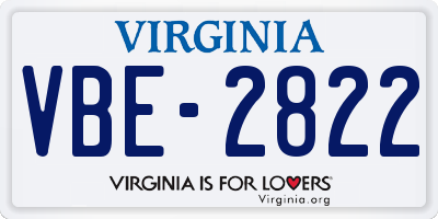 VA license plate VBE2822