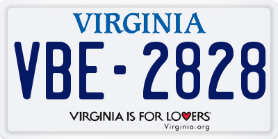 VA license plate VBE2828