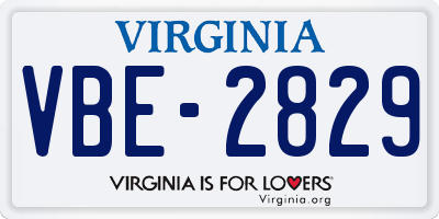 VA license plate VBE2829