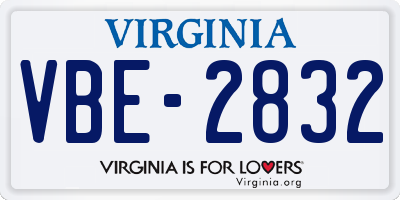 VA license plate VBE2832