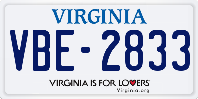 VA license plate VBE2833