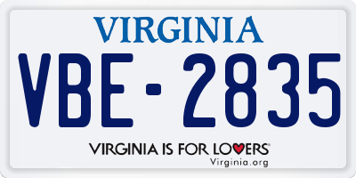 VA license plate VBE2835