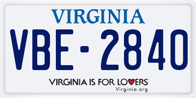 VA license plate VBE2840
