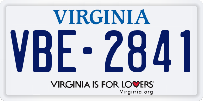VA license plate VBE2841