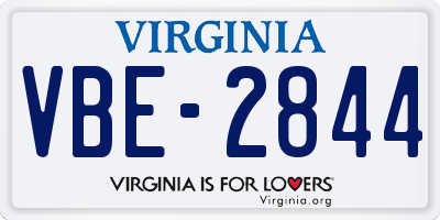 VA license plate VBE2844