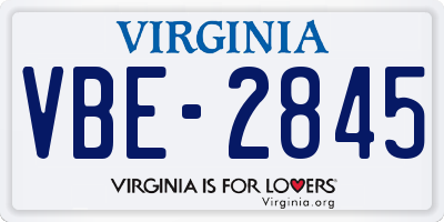VA license plate VBE2845