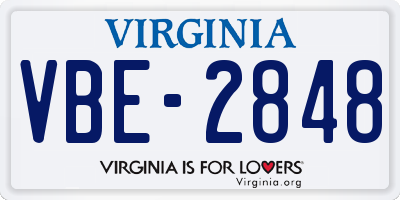 VA license plate VBE2848