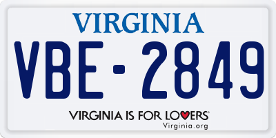 VA license plate VBE2849