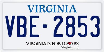 VA license plate VBE2853
