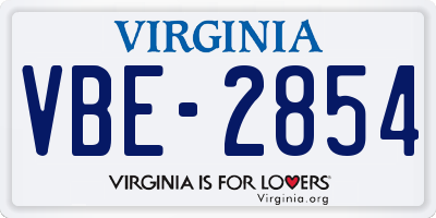 VA license plate VBE2854
