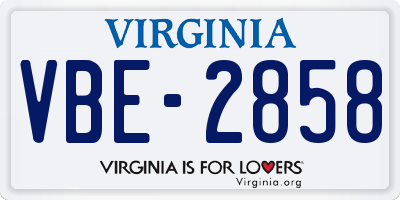 VA license plate VBE2858