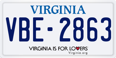 VA license plate VBE2863
