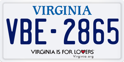 VA license plate VBE2865