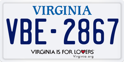 VA license plate VBE2867