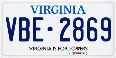 VA license plate VBE2869
