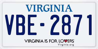 VA license plate VBE2871