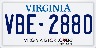 VA license plate VBE2880