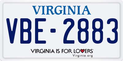 VA license plate VBE2883