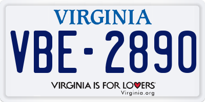 VA license plate VBE2890