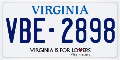 VA license plate VBE2898