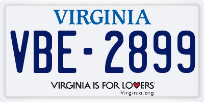 VA license plate VBE2899