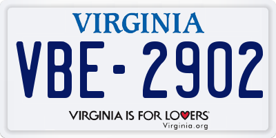VA license plate VBE2902